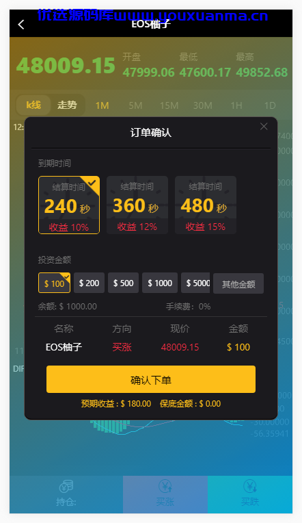 【优选源码】会员投稿未测试修复版微盘,k线正常,带产品进入金额限制 - 截图1