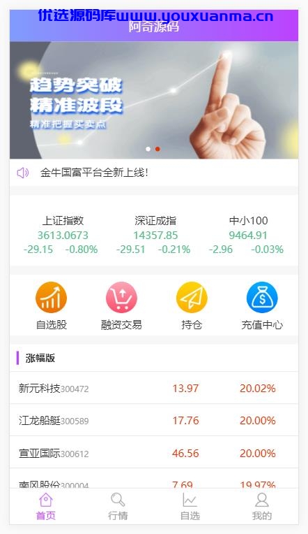 【优选源码】 2021最新单手机版双融/金融系统thinkphp源码 带静态推广官网 - 截图2