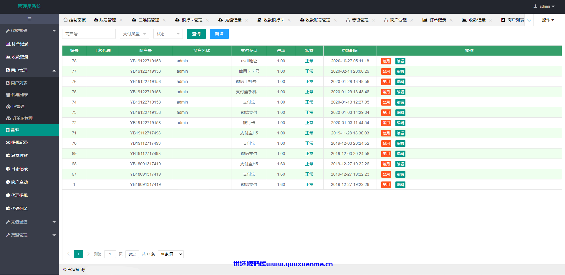 【优选源码】免签支付系统/USDT码商支付系统/免签聚合支付/码商商户代理支付系统 - 截图11