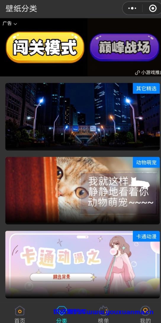 【优选源码】最新黑金壁纸小程序 二开修复版源码 - 截图2