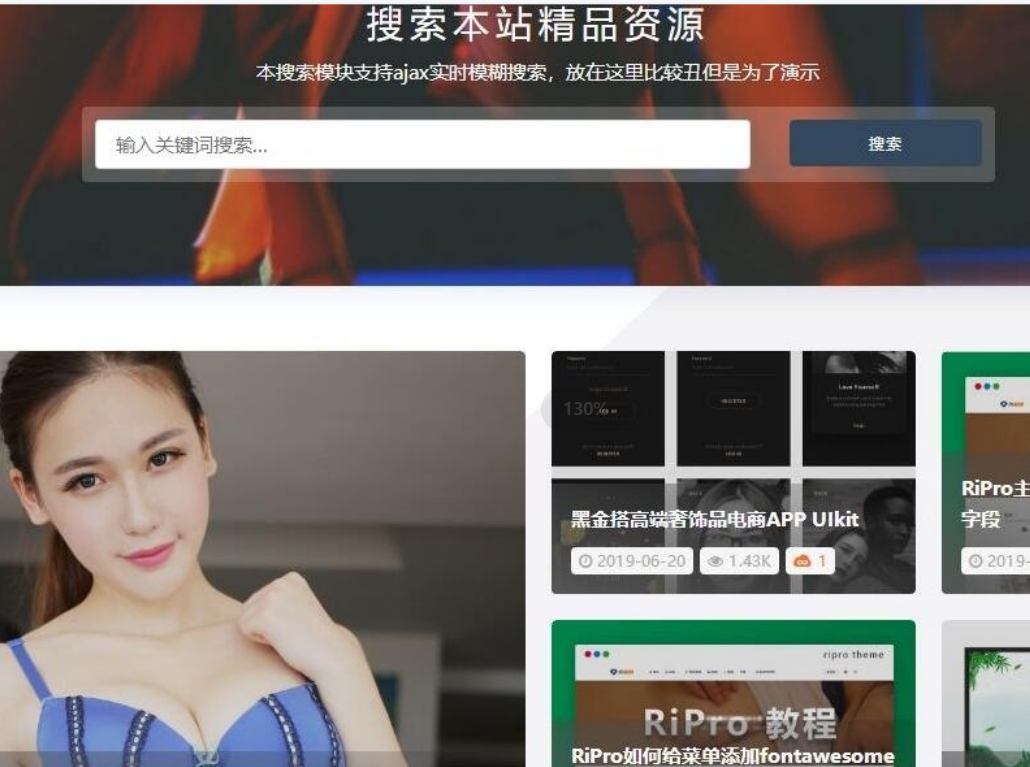 【优选源码】素材资源类主题源码分享下载 WordPress主题 RiPro v5.0高级付费素材资源类主题 - 截图1