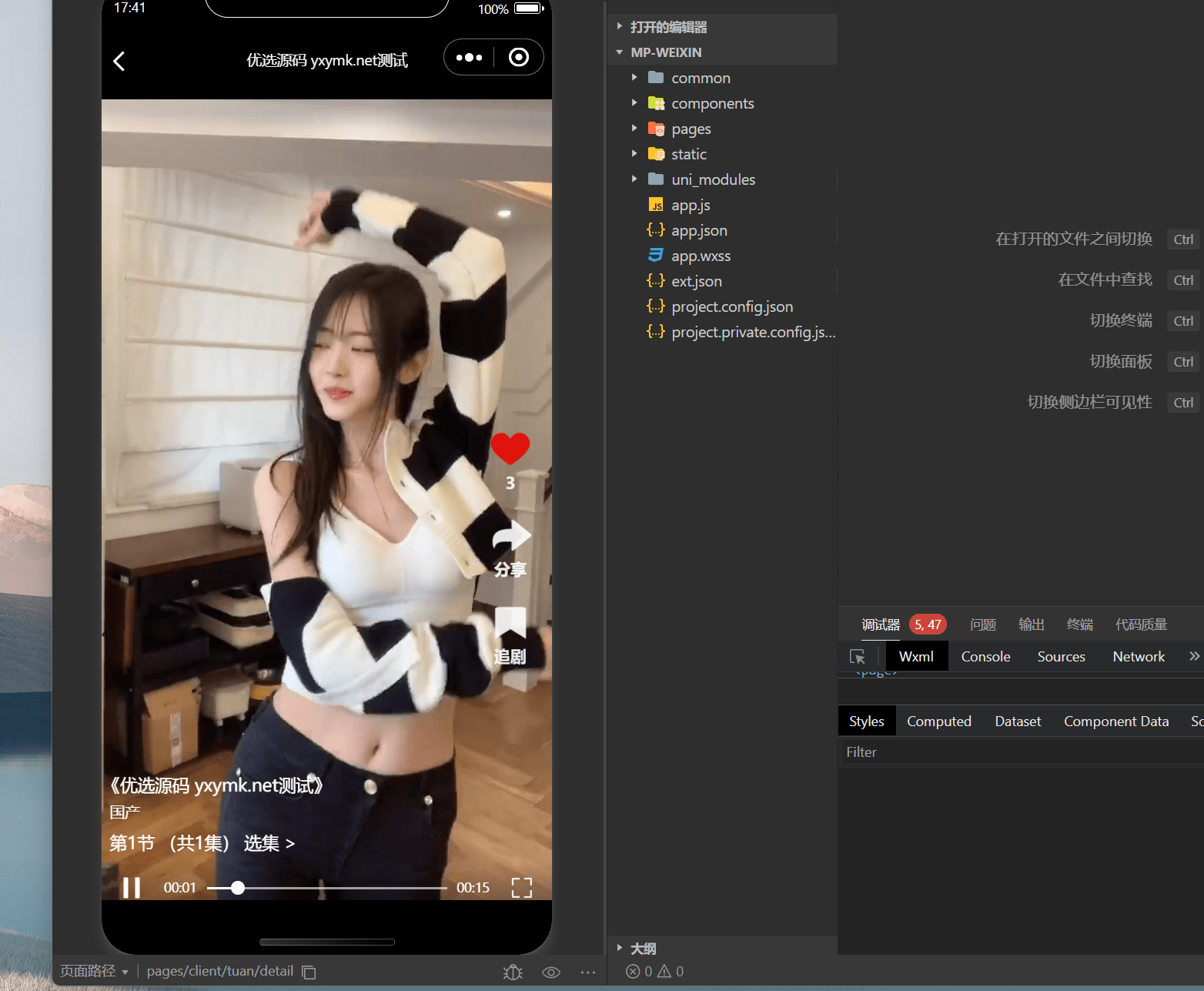 【优选源码】亲测-仿抖音滑动小短剧影视带支付收益等模式的微信小程序源码下载 - 截图12