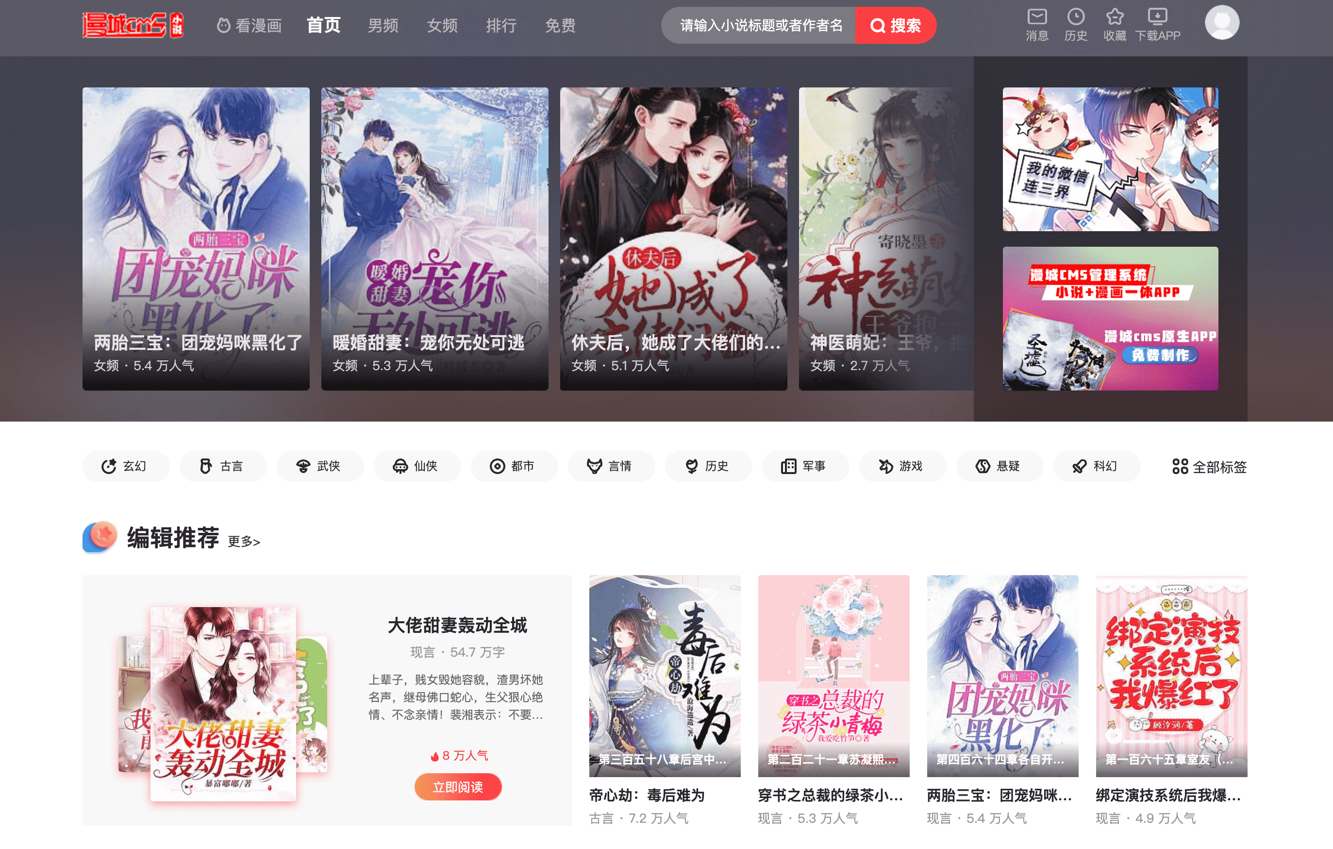 【优选源码】漫画网站小说源码程序CMS系统源码 - 截图1