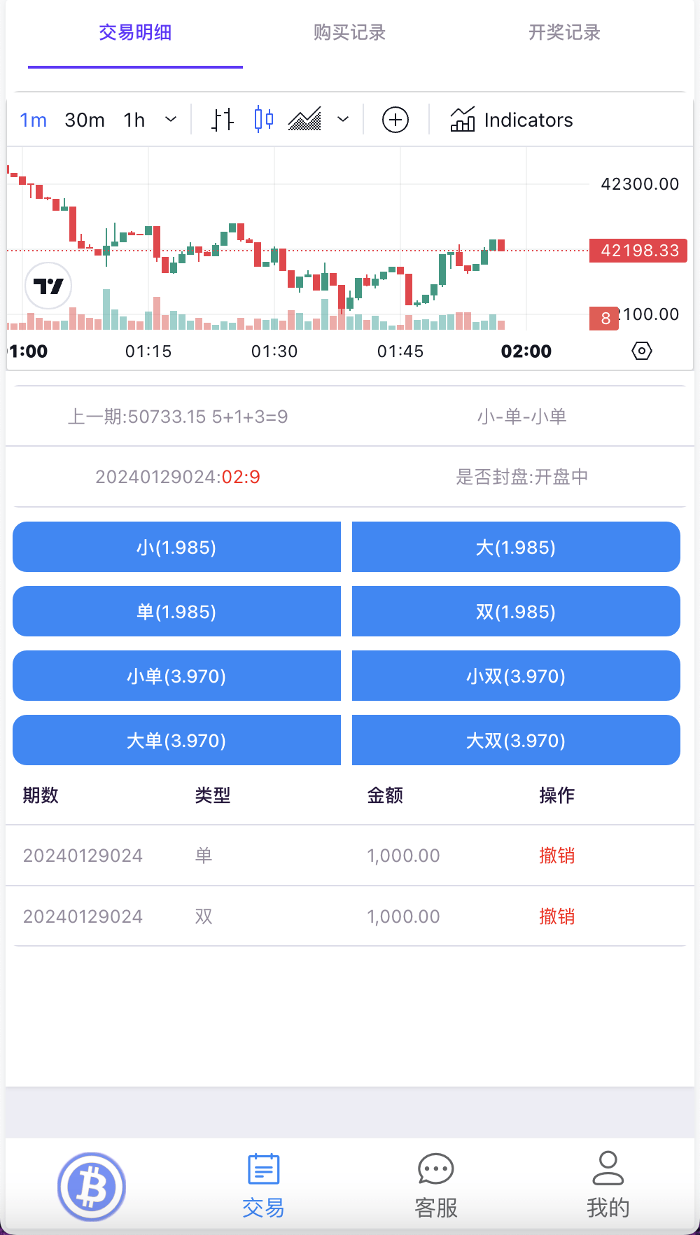 【优选源码】99bitbet双语言USDT竞猜下注源码/海外PC28虚拟货币竞猜玩法/根据虚拟货币行情走势自动开奖结算/带预设开奖结果 - 截图4
