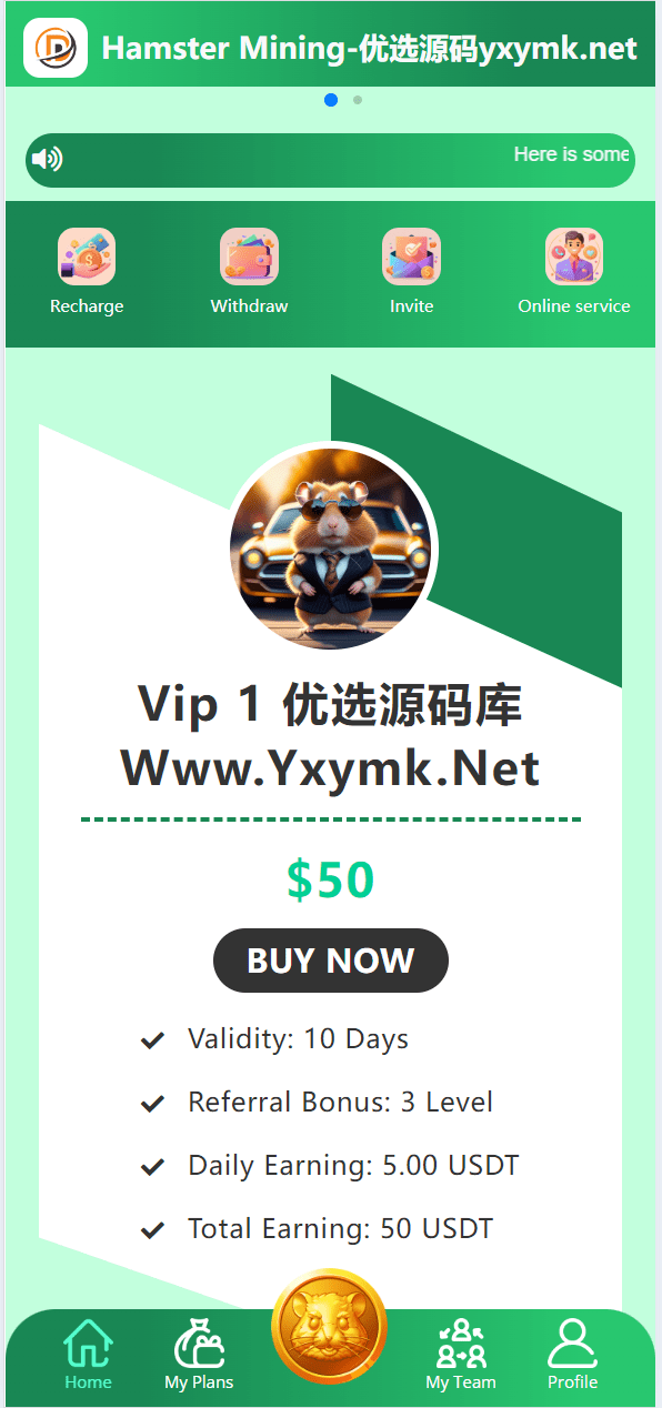 【优选源码】海外仓鼠挖矿共享投资理财系统源码 - 截图3