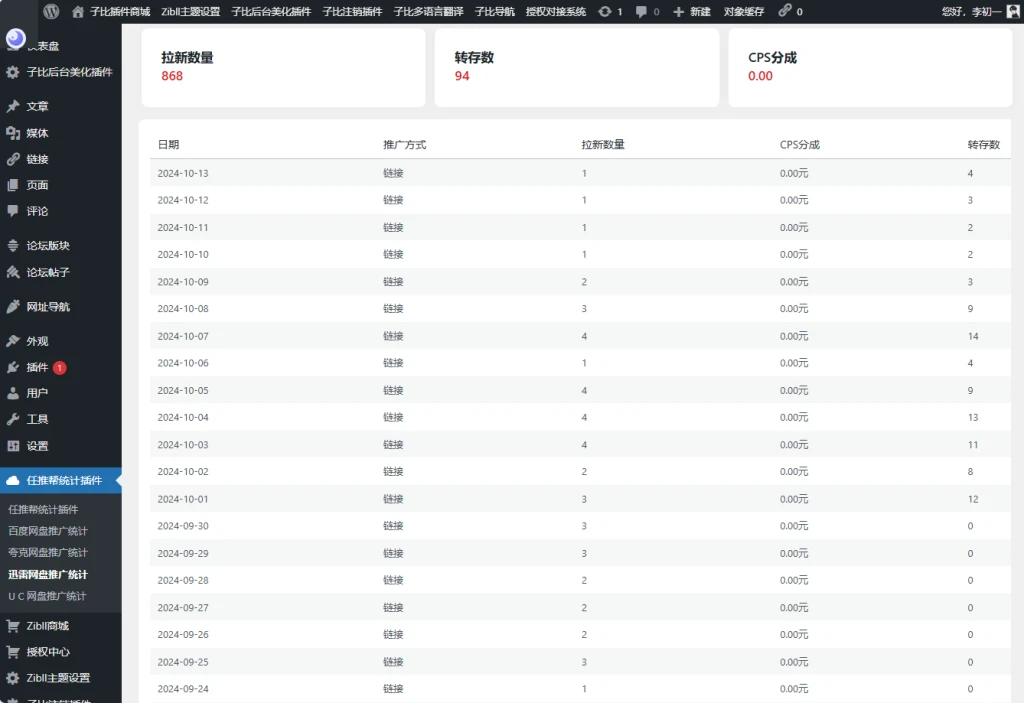 【优选源码】WordPress任推帮 网盘拉新数据统计插件 推广项目分发和流量变现平台 - 截图4