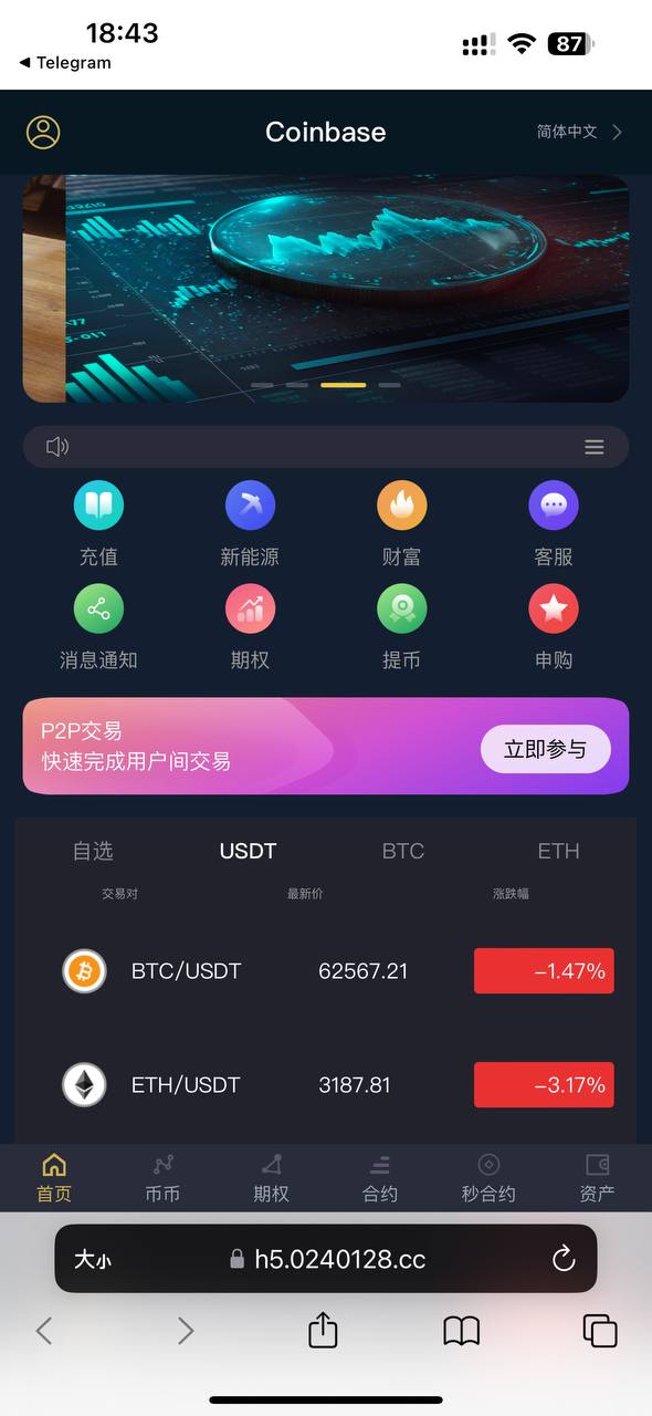 【优选代售】16国交易所。功能：功能：新币 秒合约 合约 期权 理财 P2P，平台币，k线控制。基础钱包，充值凭证 - 截图2