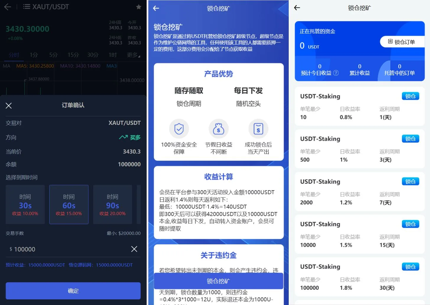 【优选源码】Phemex多语言交易所源码/期权交易+合约交易+新币申购+锁仓挖矿+平台币发行+K线行情控制/前端uniapp编译后+后端PHP - 截图2