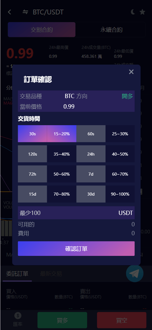 【优选源码】Vexus多语言虚拟货币交易所/模拟账户+现货交易+永续合约+交割合约+基金理财+锁仓挖矿+质押贷款+闪兑/前端vue编译后+后端Java - 截图3
