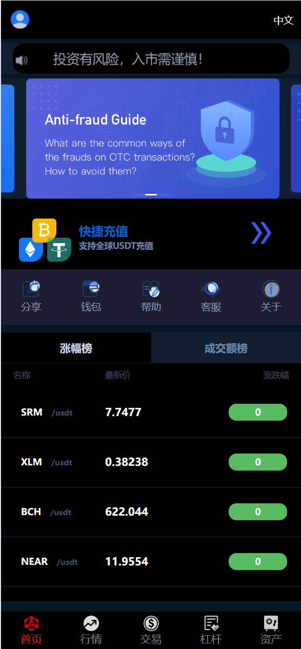 【优选源码】全新UI五种语言微盘系统/出海版理财系统/外汇投资理财/虚拟币USDT充值 - 截图1