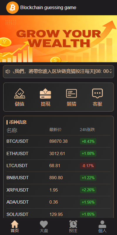 【优选代售】海外虚拟币竞猜投注/区块链竞猜游戏/开奖预设 - 截图1