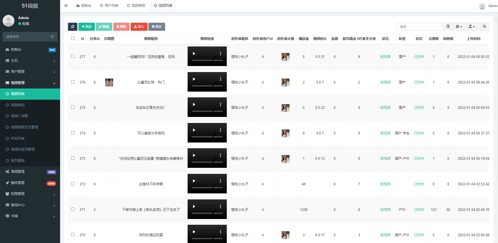 【优选代售】fastadmin框架短视频系统/视频知识付费源码/附带小说系统 - 截图16
