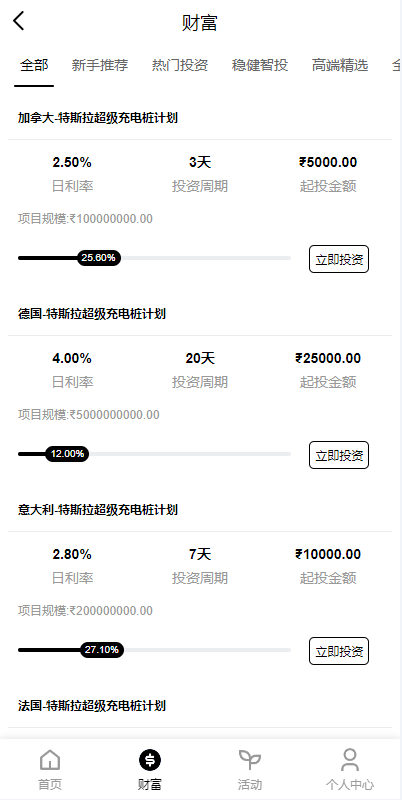 【优选代售】新版海外特斯拉投资系统/多语言投资理财/前端vue - 截图5