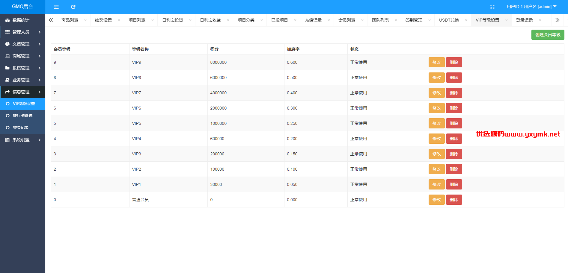 【优选代售】定制版VUE基金投资理财系统/余额宝/签到/积分商城/余额互转 - 截图31