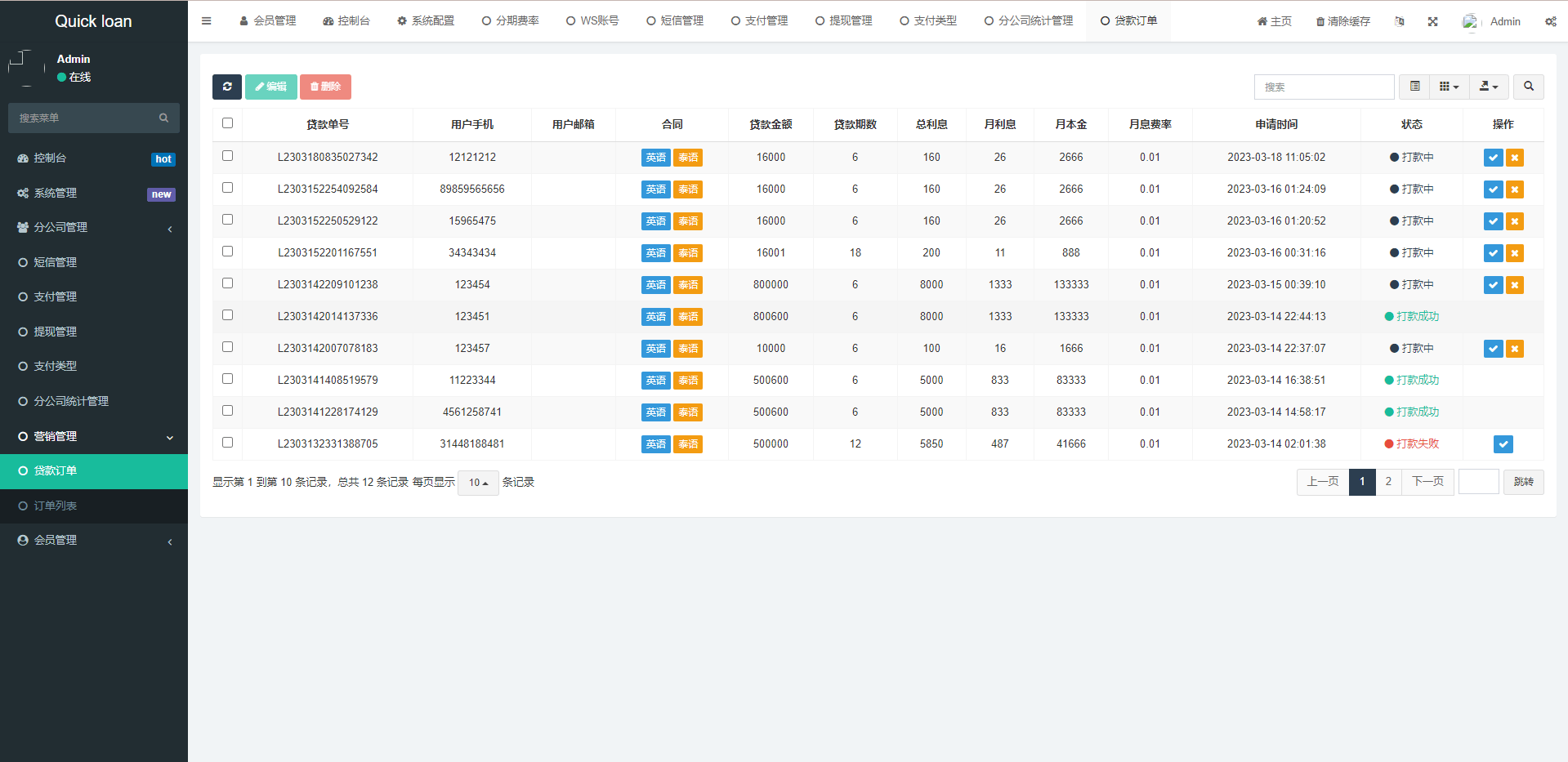 【优选代售】新版海外小额贷款系统/套路贷系统/海外合同贷款源码 - 截图18
