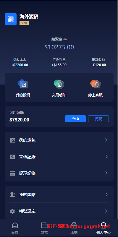 【优选代售】新版UI海外投资理财系统/多语言投资源码/投资众筹系统 - 截图3