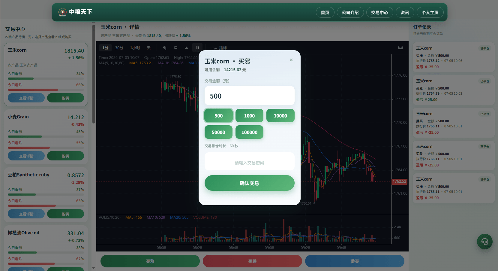 【优选代售】新版农产品微交易系统/PC自适应/信用分/委买微盘 - 截图14