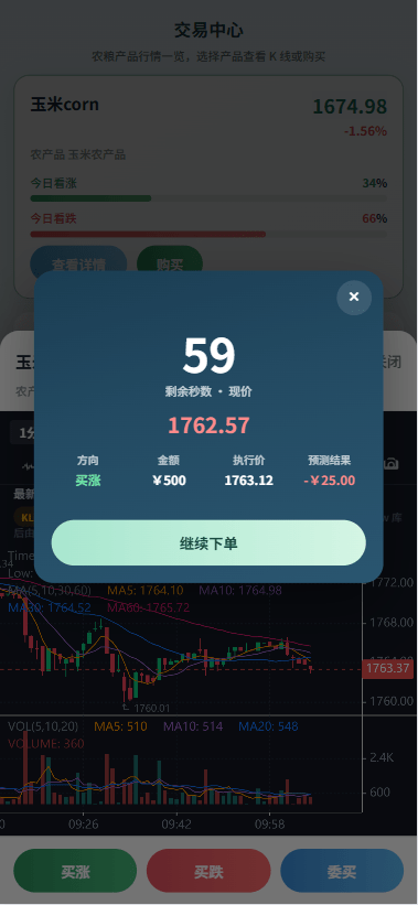 【优选代售】新版农产品微交易系统/PC自适应/信用分/委买微盘 - 截图2