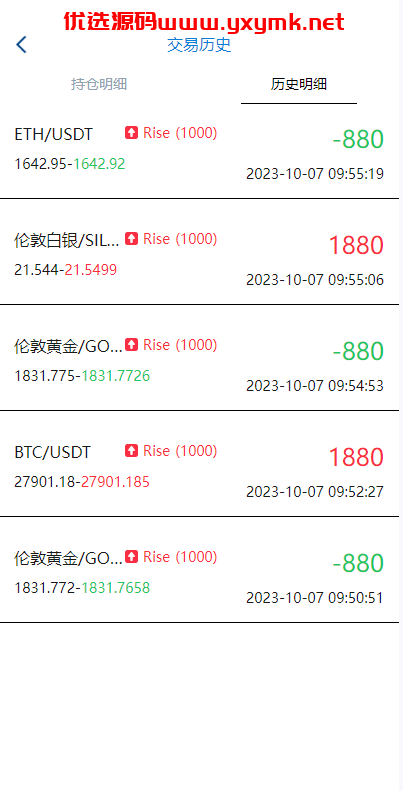 【优选代售】uniapp版微盘系统/虚拟币微交易系统/伪交易所系统 - 截图10