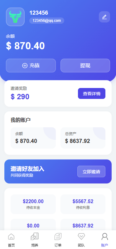 【优选代售】多语言养殖投资系统/养牛投资返利/签到/前端VUE - 截图7