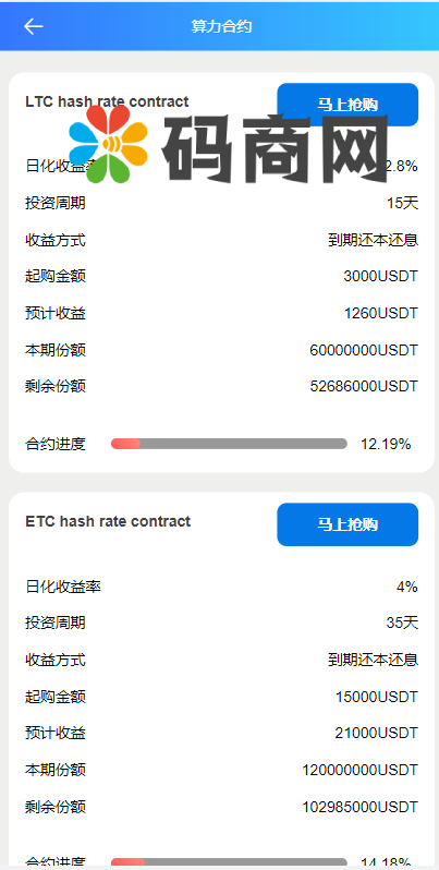 全新二开BTC矿机/算力合约/多语言云矿机区块链系统 详情图 6