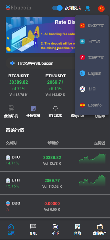 全开源Bbank多语言交易所二开平台币/矿机系统/分析师/币币合约交易 详情图 2
